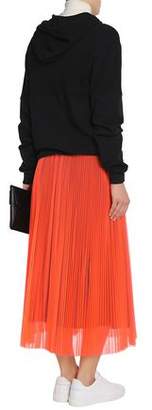 MSGM Grosgrain-trimmed Pleated Tulle Midi Skirt