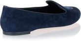 Thumbnail for your product : Alexander McQueen Navy suede skull flat