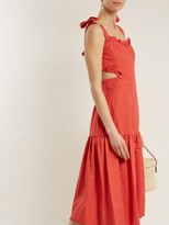 Thumbnail for your product : Rebecca Taylor Cut-out Cotton And Linen-blend Dress - Red