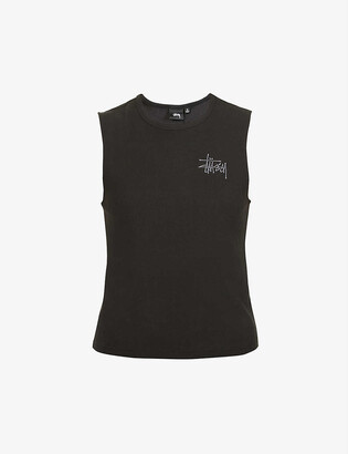 Stussy Marcel logo-embroidered sleeveless T-shirt - ShopStyle