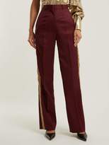 Thumbnail for your product : Hillier Bartley Bathorea Faux Snake-trimmed Wool-blend Trousers - Womens - Burgundy Multi