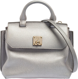 MCM Silver Leather Small Milla Top Handle Bag - ShopStyle