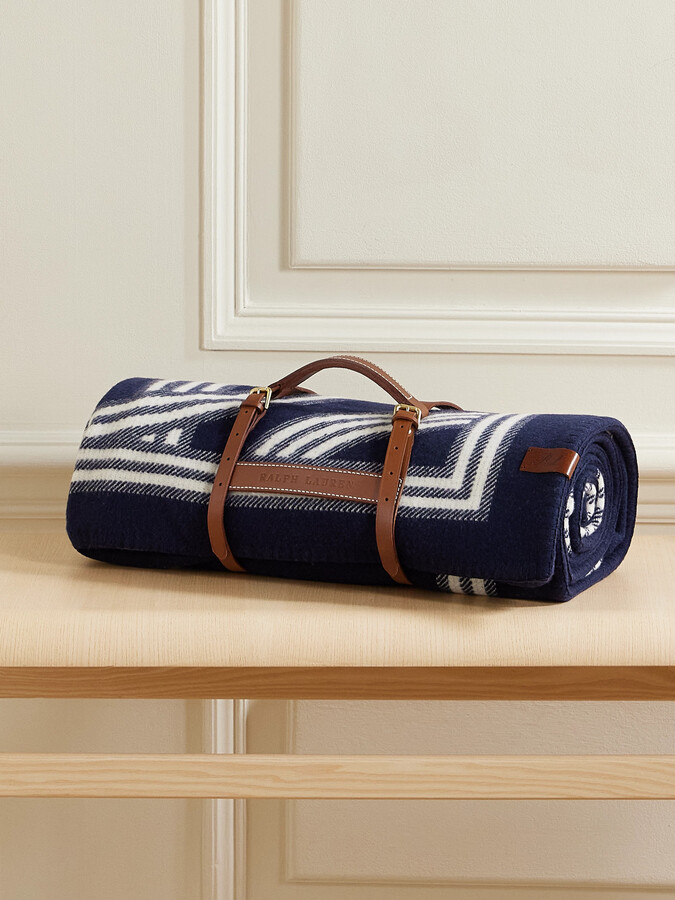 Ralph Lauren Home Berken Merino Wool And Cashmere-blend Jacquard Blanket - Blue