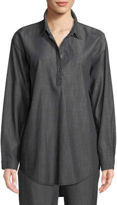 Eileen Fisher Denim Long-Sleeve Tunic, Plus Size