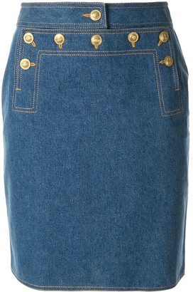 Chanel Pre Owned Buttoned Flap Denim Skirt