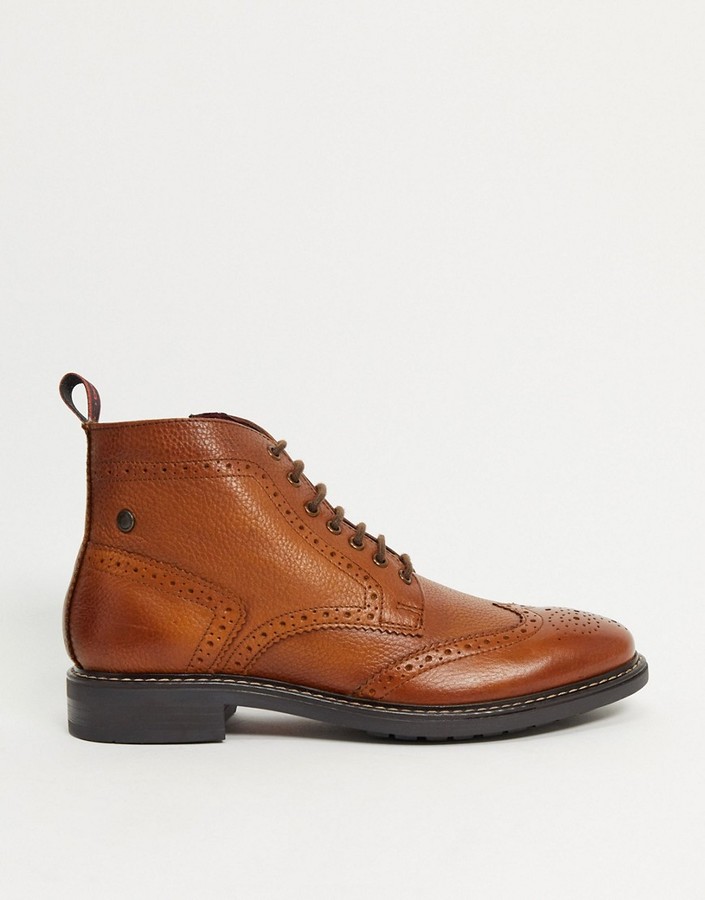 Base London Berkley brogue boots in brown leather - ShopStyle