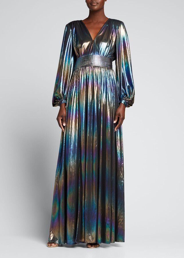Bronx and Banco Zoe Blouson-Sleeve Iridescent Gown - ShopStyle Evening ...