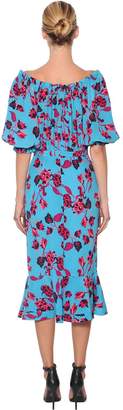 Saloni Olivia Floral Printed Silk Crepe Dress