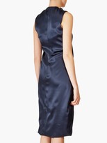 Thumbnail for your product : Bottega Veneta Gathered Scoop-neck Satin Midi Dress - Dark Blue