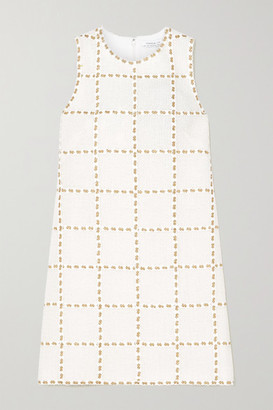 Andrew Gn Metallic Embroidered Wool-blend Tweed Mini Dress - White