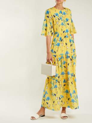 Borgo de Nor Serena Iris Print Crepe Dress - Womens - Yellow Print