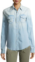 Thumbnail for your product : Mother Shady Ex's Button-Front Distressed Denim Shirt