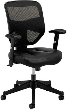 HON Basyx VL531 Series High-Back Work Chair Mesh Back Padded Mesh Seat Black Leather