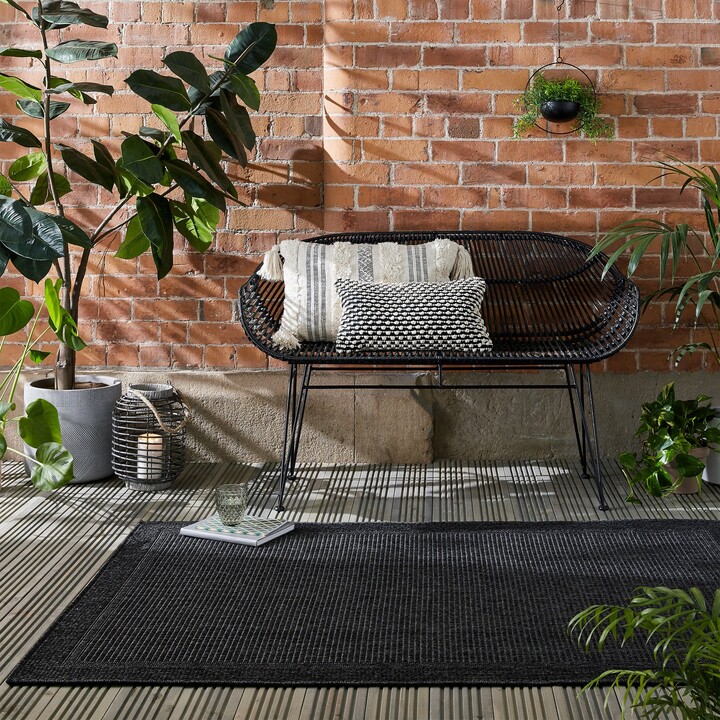 Dunelm Twill Jute Look Indoor Outdoor Black Rug Black ShopStyle