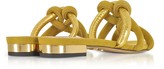 Thumbnail for your product : Charlotte Olympia Thalia Olive Green Suede and Gold Metallic Leather Slide Sandals