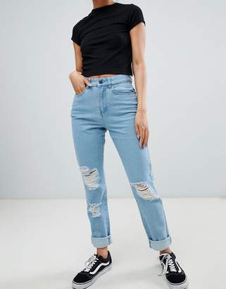 Noisy May distressed mom jean in blue