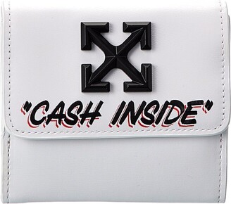Off-white Logo-print Leather Wallet In Grey