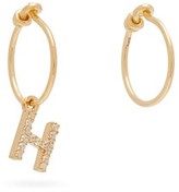 Thumbnail for your product : THEODORA WARRE Mismatched H-charm Gold-plated Hoop Earrings - Gold