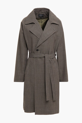 A.P.C. Belted Prince of Wales checked tweed coat