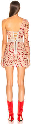 Aadnevik French Lace One Shoulder Mini Dress in Red Floral | FWRD