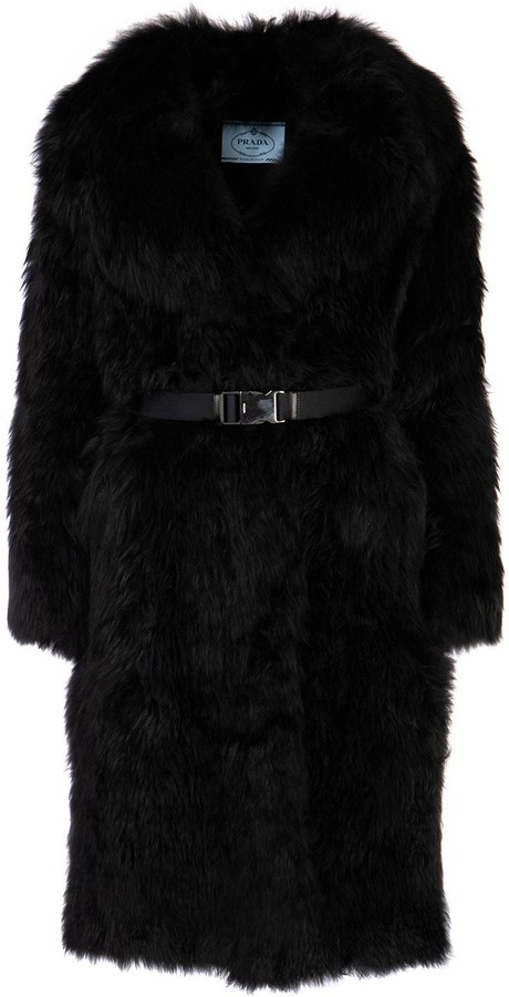 Prada Belted Fur Coat - ShopStyle