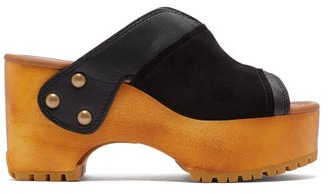 See by Chloe Suede-trimmed Platform Leather Clogs - Womens - Black