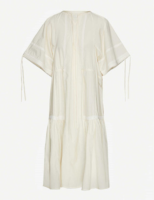 Renli Su Lace-trim cotton midi dress