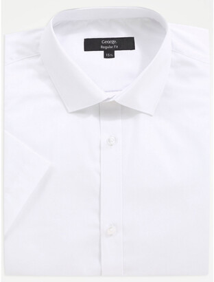 George White Regular Fit Short Sleeve Shirt - Size 14.5 - White