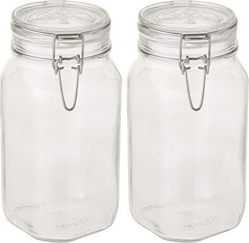Bormioli Rocco Fido Clear Glass Jar with 85 mm Gasket, 1.5 Liter (Pack of 2)