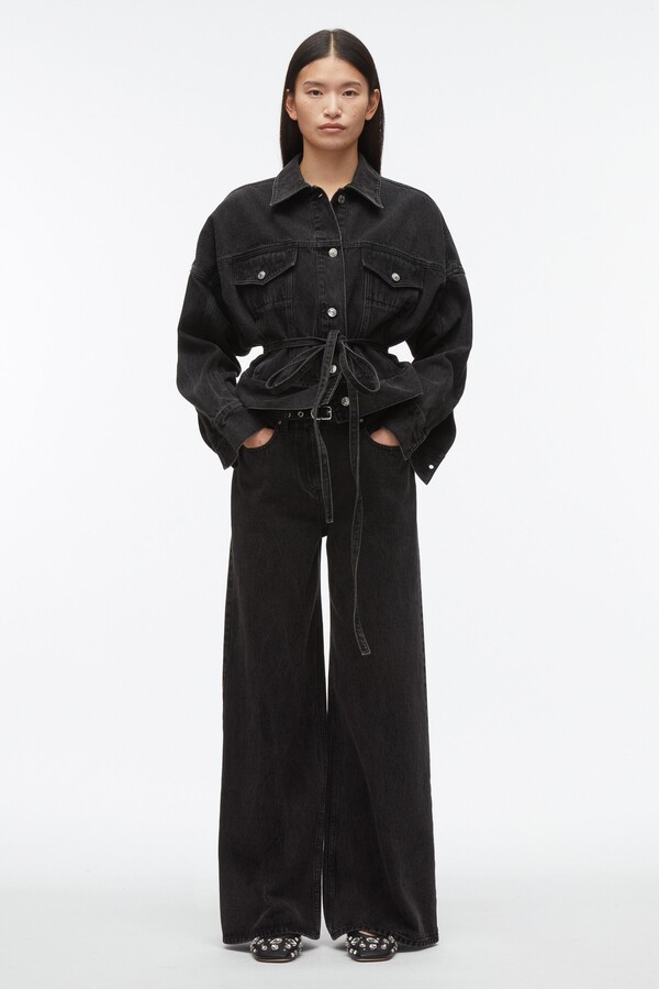 Denim Boxy Jacket in WASHED BLK