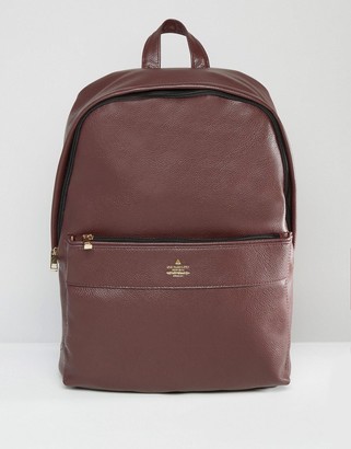 ASOS Backpack In Burgundy With Gold Emboss