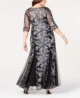 Thumbnail for your product : Alex Evenings Plus Size Embroidered Mesh Gown