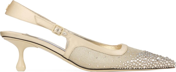 Jimmy Choo Amel 50 Crystal Mesh Slingback Pumps