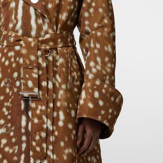 Burberry Exaggerated Cuff Deer Print Nylon Trench Coat