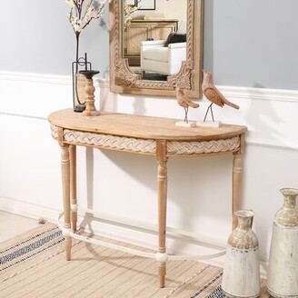 One Allium Way Natural Wood Half Moon Console Table