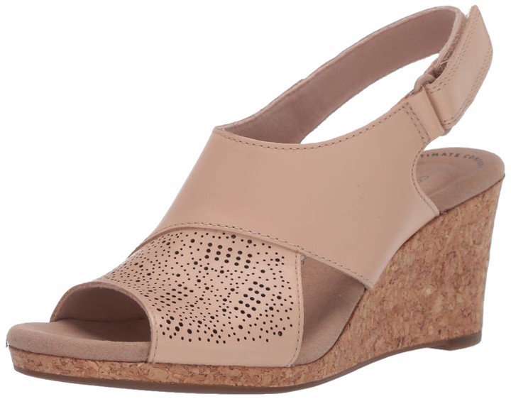 clarks leather wedges