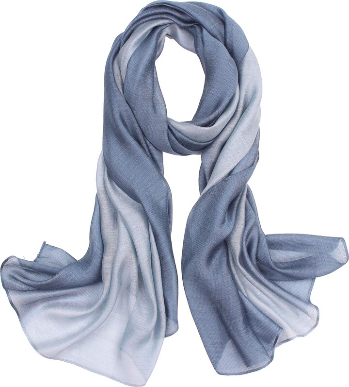 Sawekin Scarf for Women Cotton Silk Scarves Elegant Gradient Color  Lightweight Fashion for Spring Winter Scarves Shawl Wraps (Blue-1) -  ShopStyle