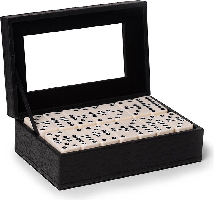 Crocodile Debossed Leather Double 9, 55 Piece D omino Set