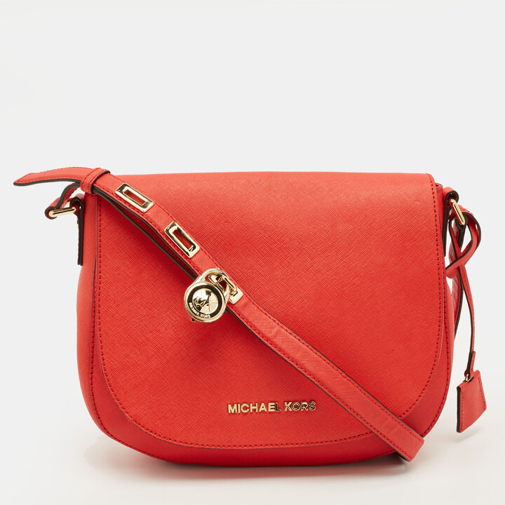 Michael Kors Hamilton Flap Red Leather Messenger Bag