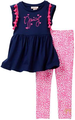 Juicy Couture Pompom Tunic & Legging Set (Little Girls)