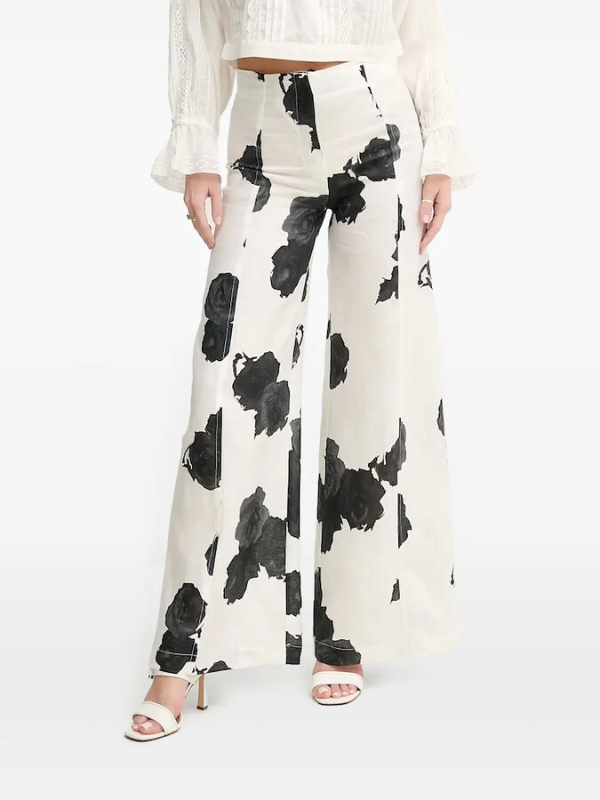 Liviana Conti Rose-Print Palazzo Pants