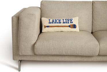 Peking Handicraft Lake Life Wool Lumbar Pillow