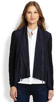 Thumbnail for your product : Elie Tahari Iryna Suede Drape-Front Jacket
