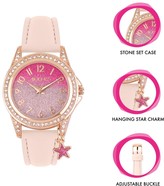 Thumbnail for your product : Tikkers Pink Glitter Dial Pink Leather Strap Watch With Purse And Necklace Kids Gift Set