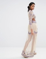Thumbnail for your product : Missguided Embellished Long Sleeve Maxi Dress