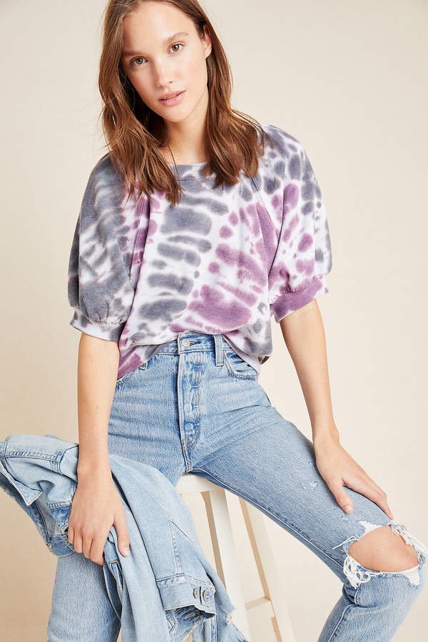 Sami Puff-Sleeved Sweatshirt By Maeve in Purple Size S