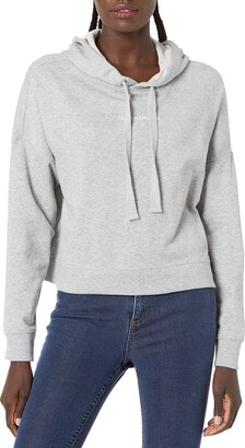 Calvin Klein Jeans Women's Logo Long Sleeve Banded Hem Cropped Pullover Hoodie