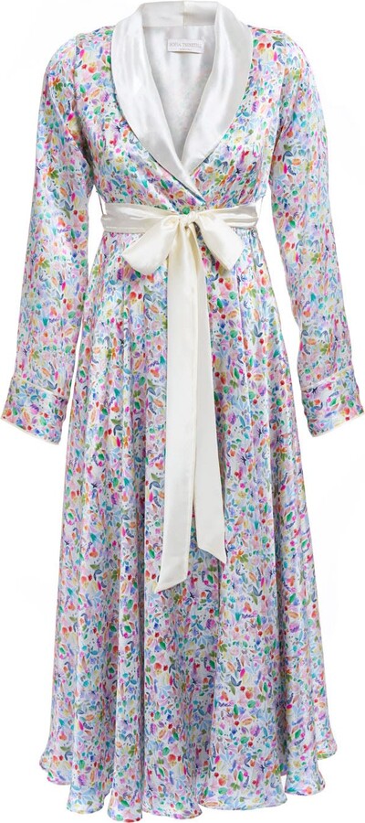 Sofia Tsereteli Silk Robe With Watercolor Motif