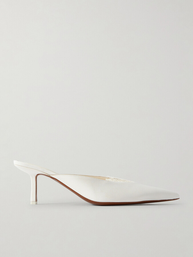 Neous Matar Lace-trimmed Crepe Mules - White