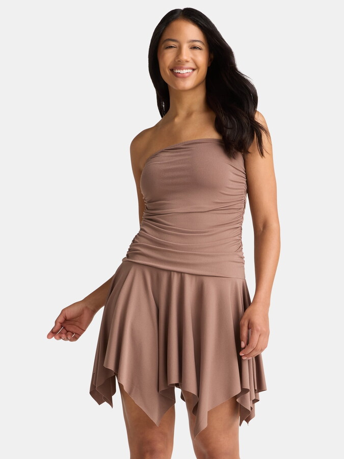 Madden NYC Women’s Ruched Strapless Handkerchief Mini Dress, Sizes XXS-XXL